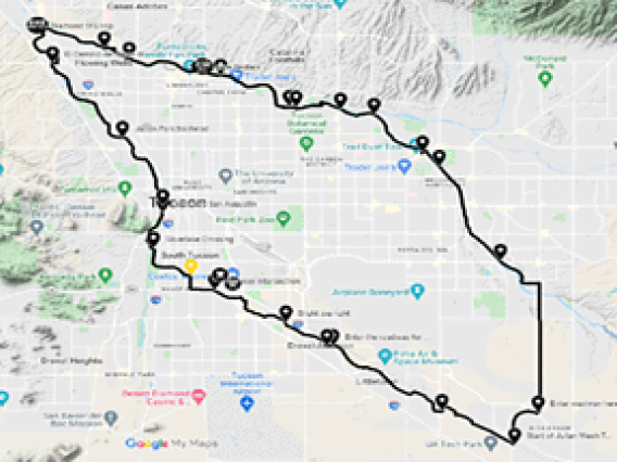 Image of map of Tucson bike path The Loop 