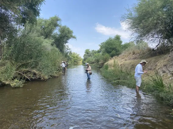 People standing in Santa Cruz river