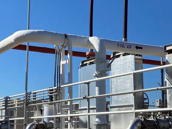 Pipe structures carrying foul air at water treatment plant