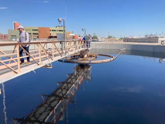 View of water treatment pond in Tucson, AZ