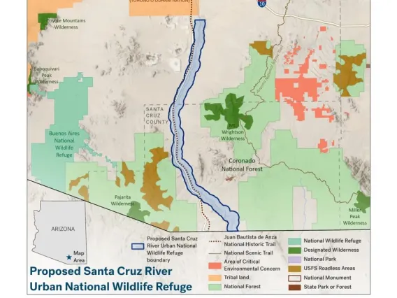 Map of proposed Santa Cruz River Urban National Wildlife Refuge