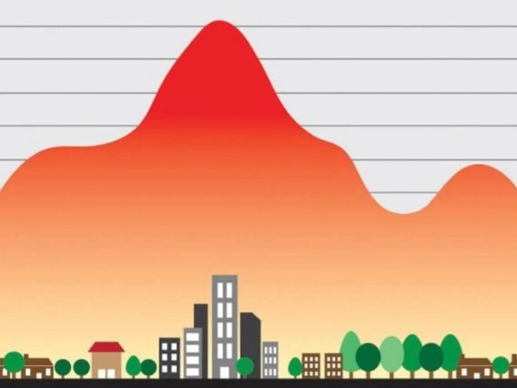 City with heat map shown