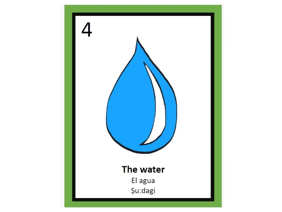 Loteria card with drawing of a drop of water