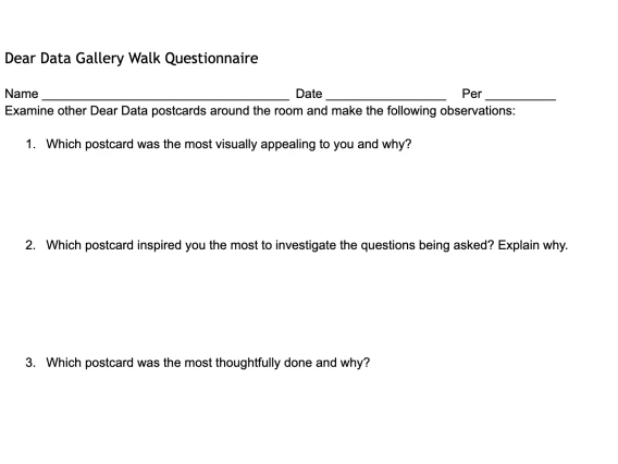 Gallery Walk Questionnaire Sheet