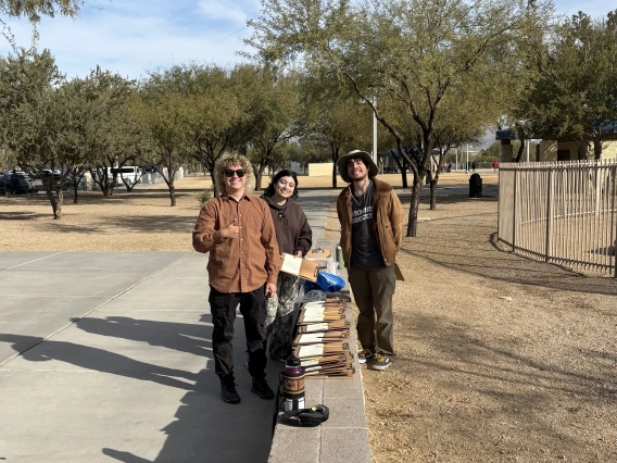 College students preparing for a field trip