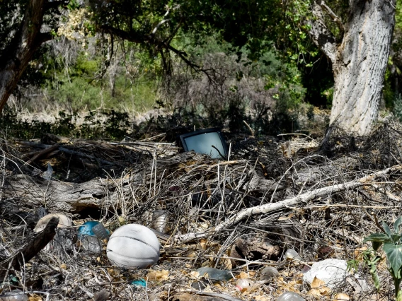 Trash in the Santa Cruz river