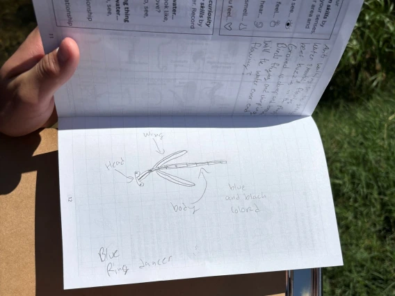 Example of student field journal from LROW field trip