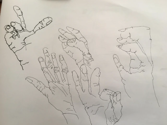 Contour drawing of some hands