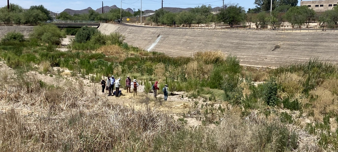 View of people in Santa Cruz River Channel