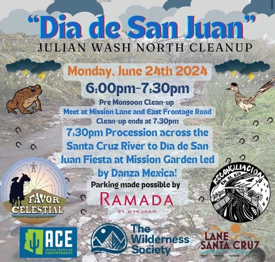 Flyer describing Dia de San Juan Julian Wash Cleanup event