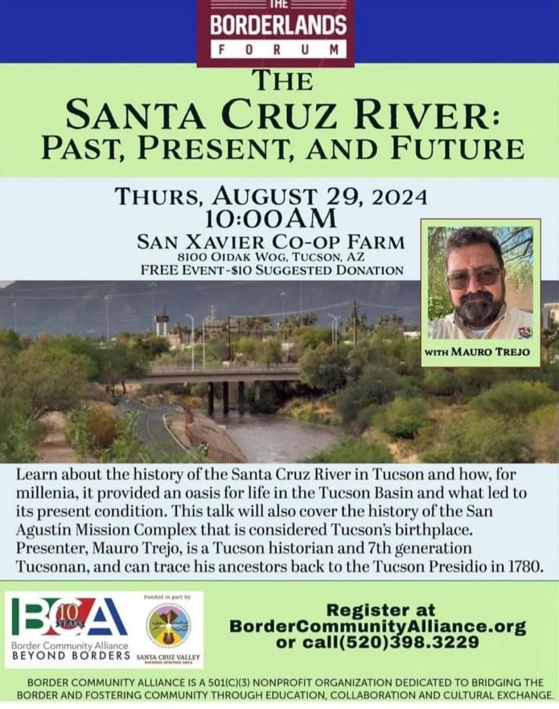 Flyer advertising Santa Cruz River: Past, Present, and Future talk