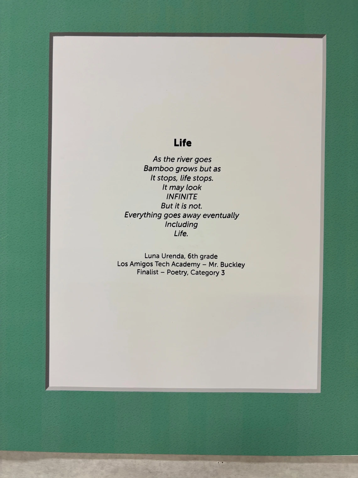 Poem from Living River of Words contest
