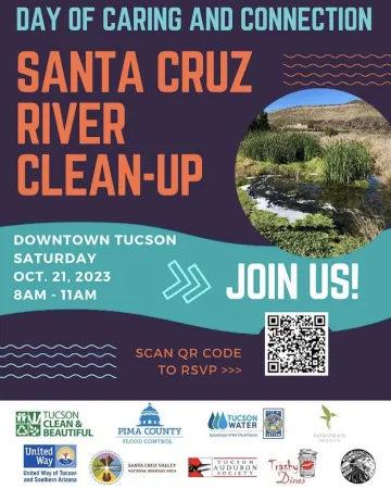 Santa Cruz River Clean-up flyer with QR code