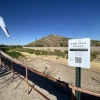 Santa Cruz River channel with Landing Place windsocks